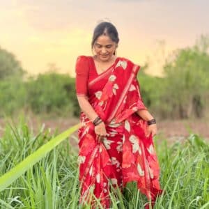 Alternative view of 3D FLOWER PRINT DAILYWEAR SAREE FD500