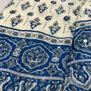 Alternative view of AJRAKH PRINT SAREE MJ55