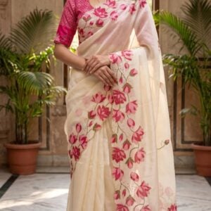 TRENDING 3D PRINT SYNTHETIC SAREE MD946 - Image 3